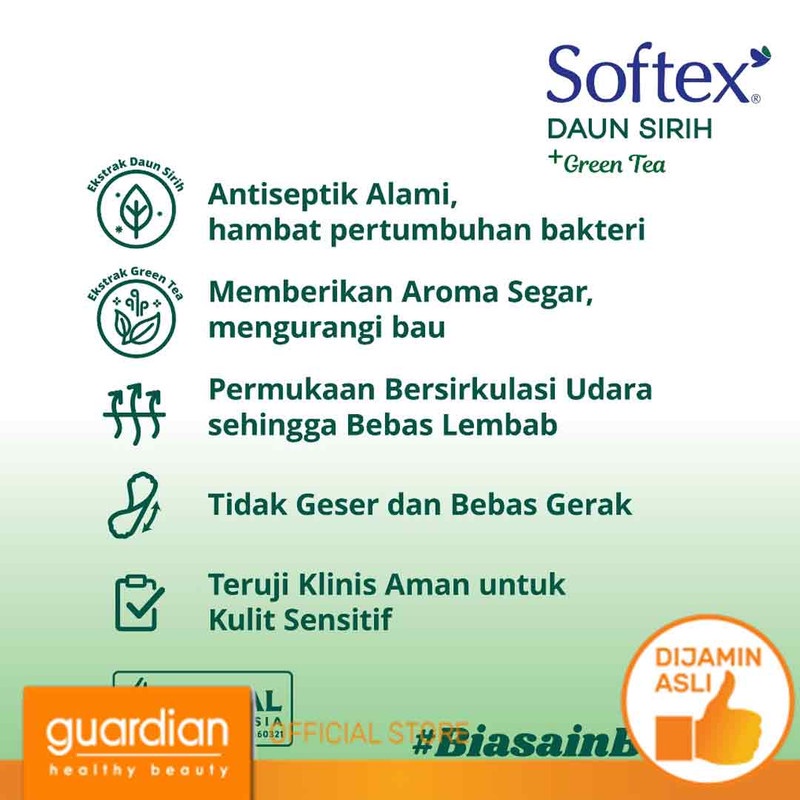 Softex Daun Sirih + Green Tea Pantyliner Reguler 20s