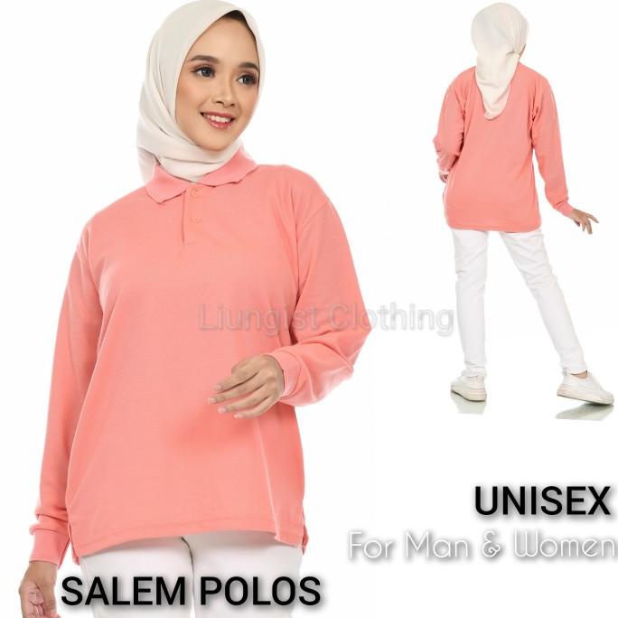 Kaos Polo Panjang Salem Polos / Kaos Kerah Panjang