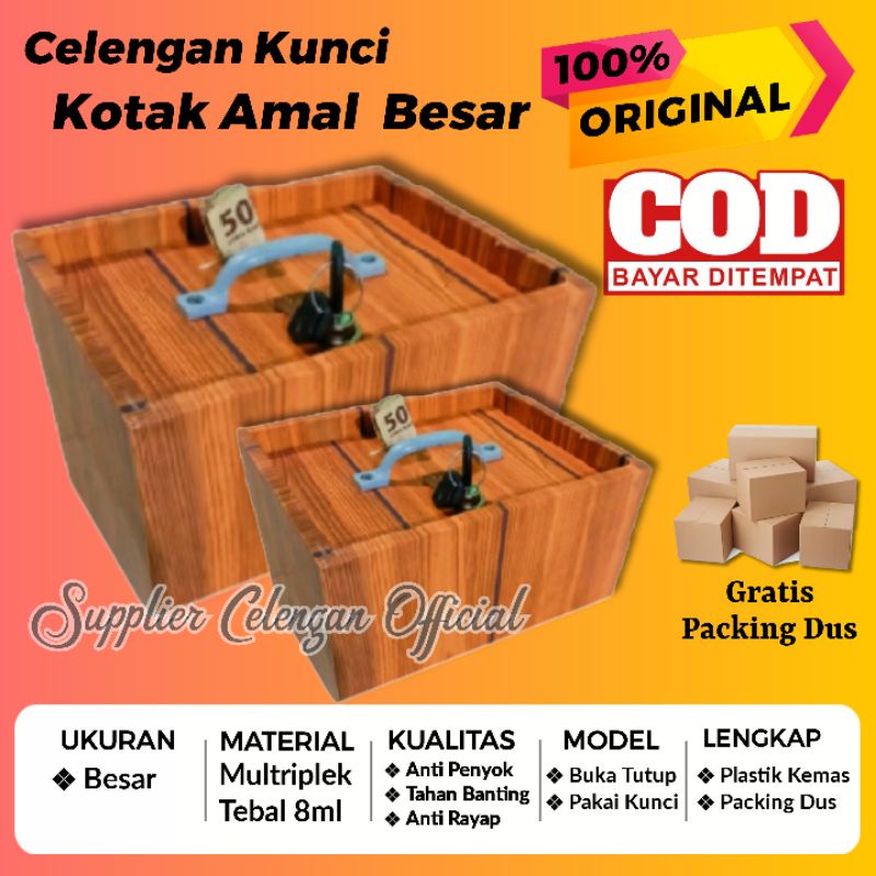 Celengan Kotak Amal - Celengan Besar - Celengan Kotak Kayu - Celengan Kotak Amal Kunci