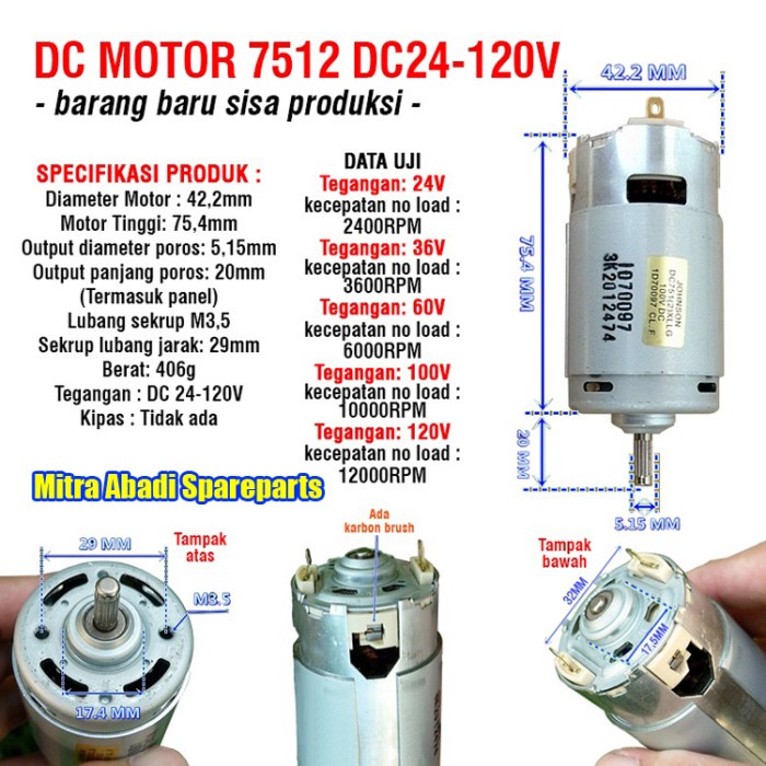 Dinamo Motor 7512 DC 24 - 120V