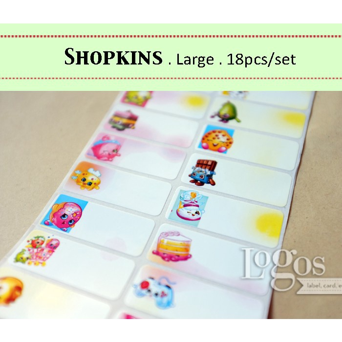 

TERLARIS Shopkins LARGE. Stiker label waterproof Lollii Apple Chocolate cookie