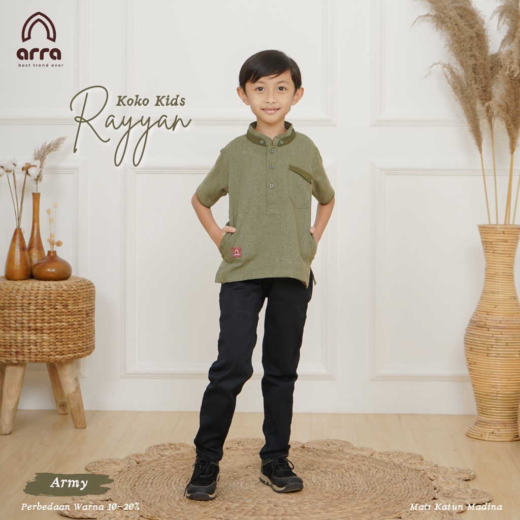 [SYAR'I TILL JANNAH] Rayyan Army Baju Koko Kokoh Gamis Abaya Kerudung Dewasa Ayah Ibu Anak Cowok