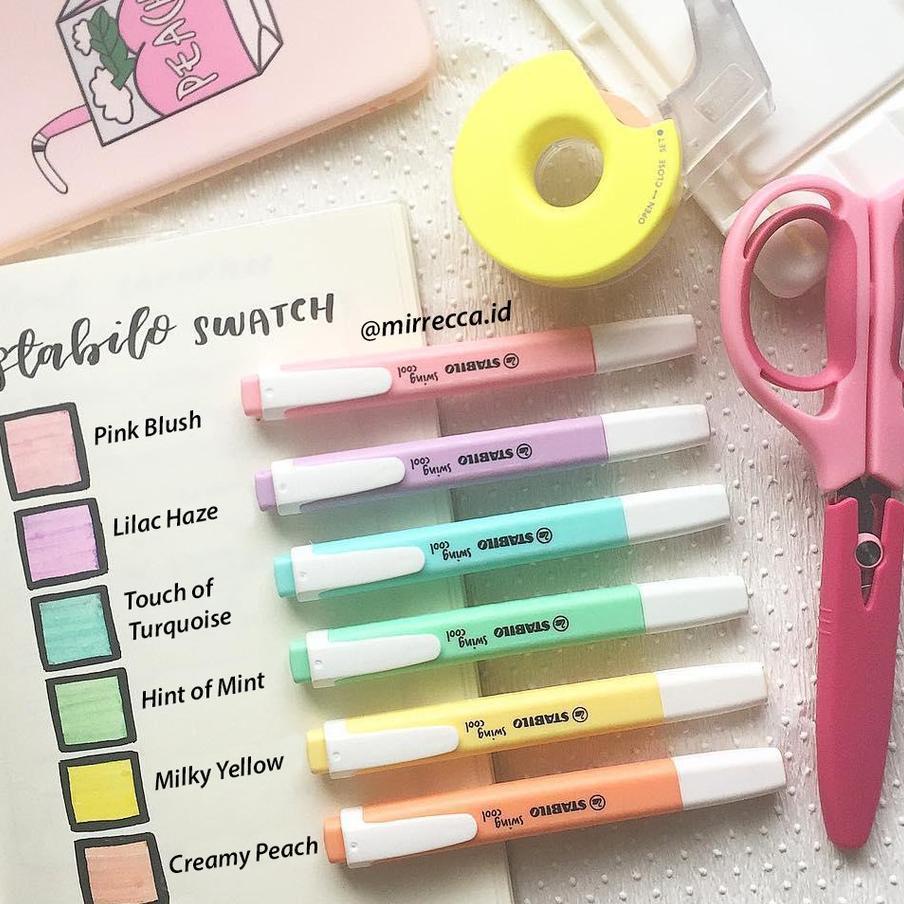 

Set 6 Warna Stabilo Swing Cool Pastel Edition Highlighter | Six Colors Xed Textliner Textmarker