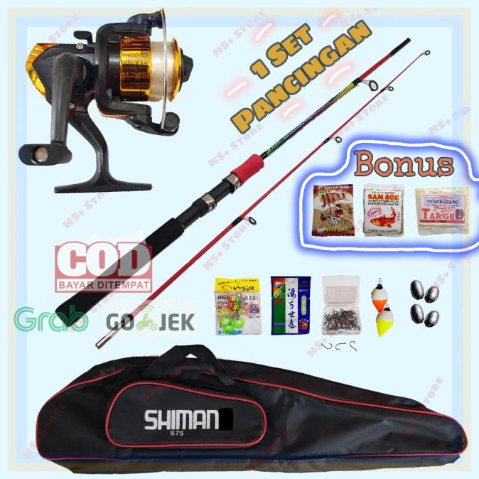 1 set alat pancing pancingan lengkap joran reel tas senar terjangkau 2