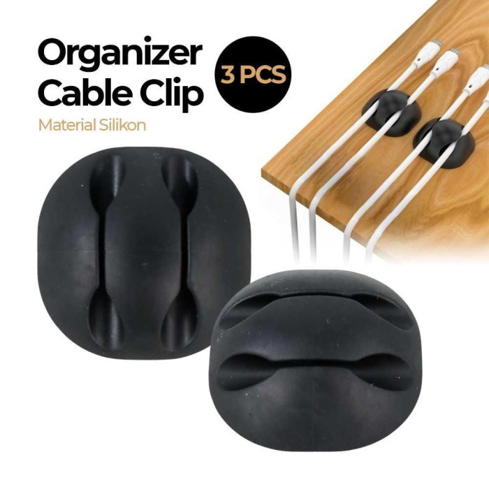 

Klip Kabel Organizer Cable Clip 3 PCS - KR-8006 - Black