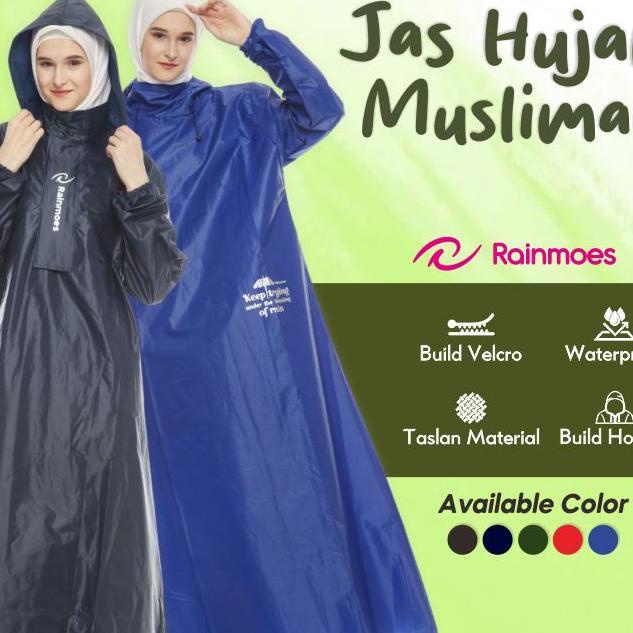 Rainmoes Jas Hujan Hijab Muslimah Syar'I Mantel Gas Wanita Jumbo Jaz Hujan Rok Jas Ujan Syar'I Hijab