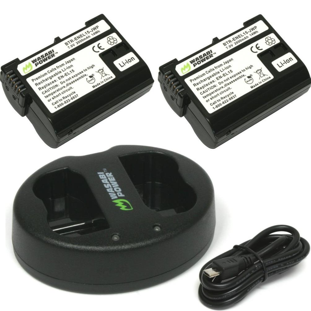New Wasabi Power Battery & Charger for Nikon EN-EL15 ENEL15 ENEL15A ENEL15B D500 D600 D750 D800 D810