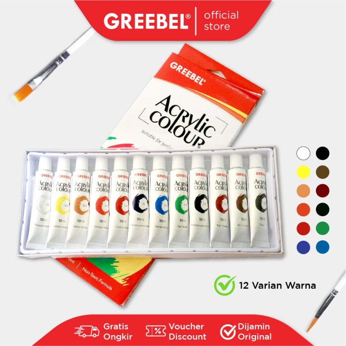 

GREEBEL CAT AKRILIK ACRYLIC 10 ML 12 WARNA UNTUK ANAK ART MELUKIS ORIGINAL TERBARU