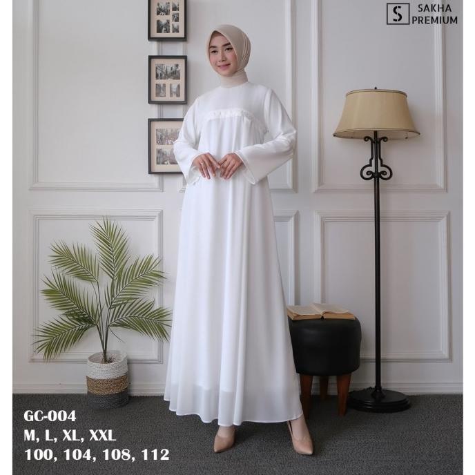 Seena - GC 04 BAJU GAMIS PUTIH WANITA BRUKAT GAMIS PUTIH CERUTI JUMBO