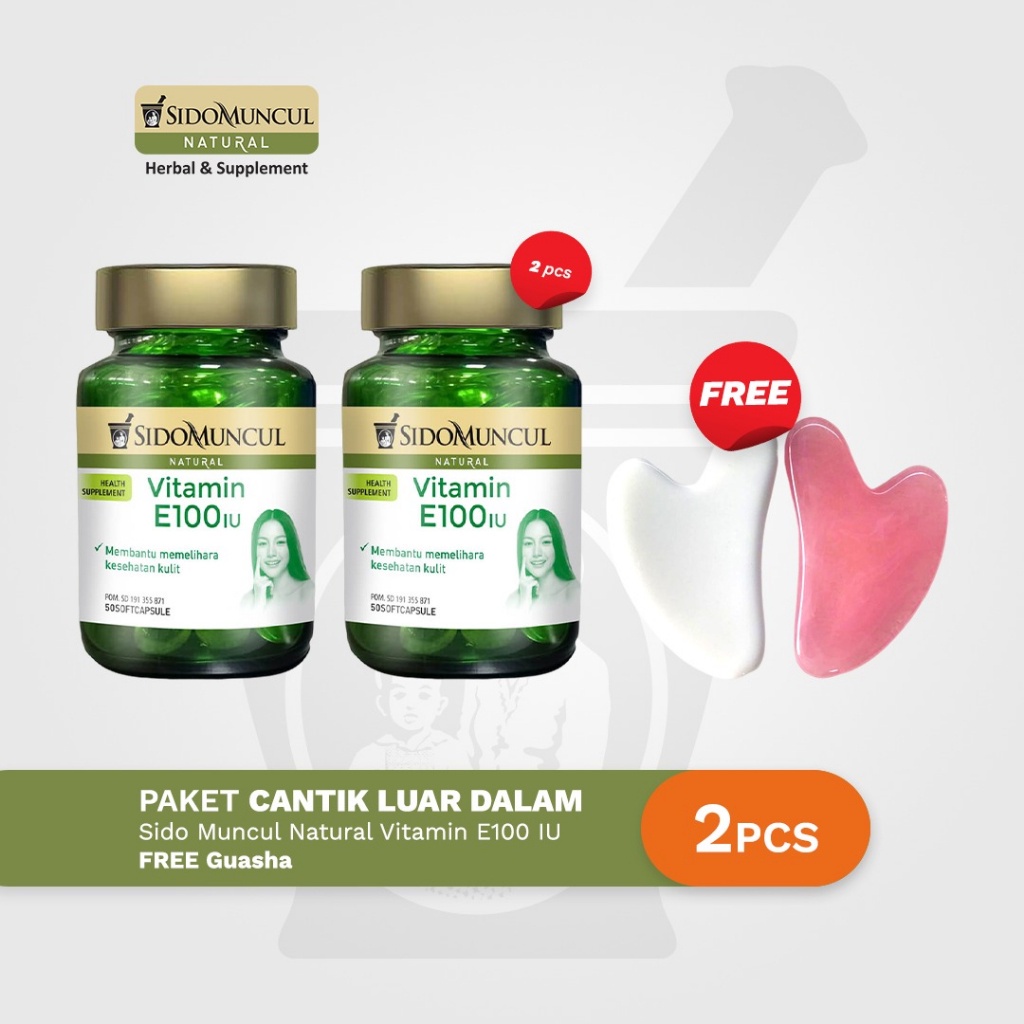 Paket Cantik Luar Dalam - Vitamin E 100 2x FREE Guasha