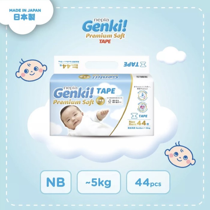 Genki Pampers Baby Newborn Premium Soft Tape Popok Bayi