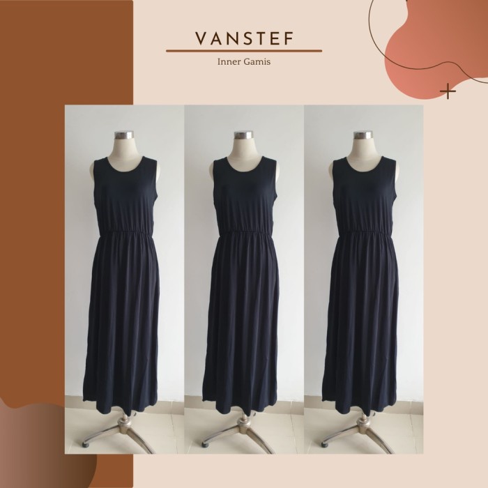 Inner Gamis Kaos Polos Hitam Tanpa Lengan 2 Ready