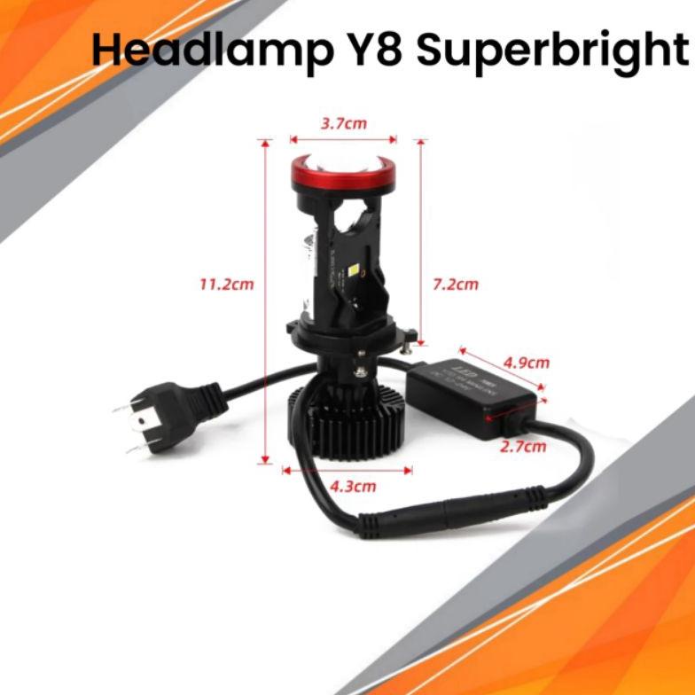 LAMPU DEPAN LED MOBIL MOTOR Y8 SOKET H4 MINI PROJECTOR MINI PROJIE Y8 H4 SUPER TERANG Y6D Y7D Y8