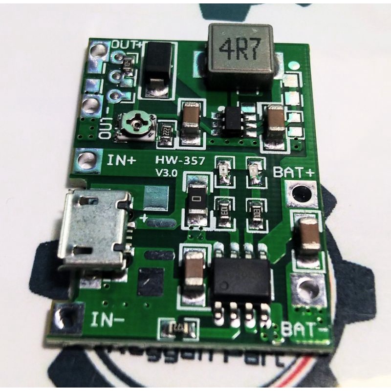 TP4056 + Step Up Modul Charger Baterai Li-ion 2A 3.7V Output 4.3-27V Adjustable