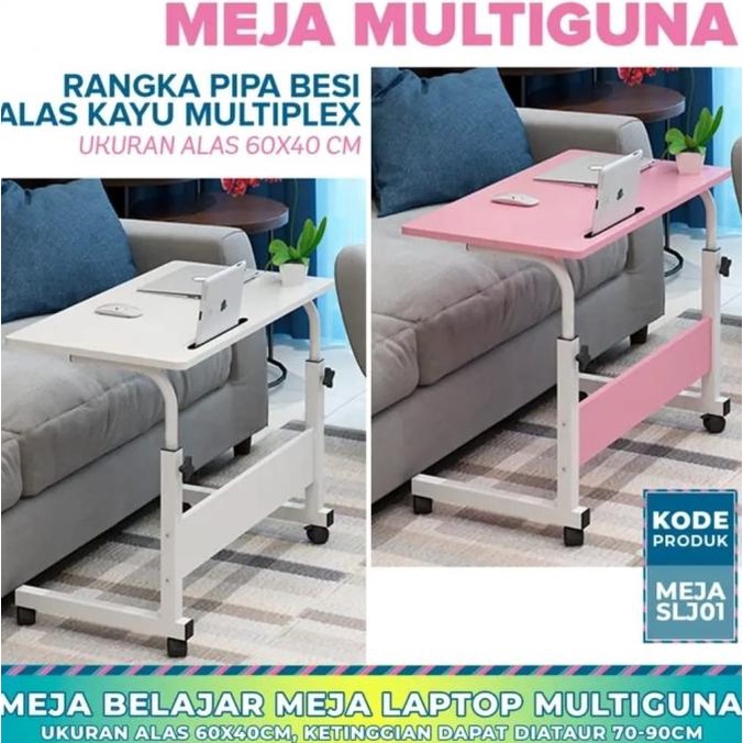 COD Meja Laptop Belajar Serbaguna / Meja Roda Portable Standar Tinggi