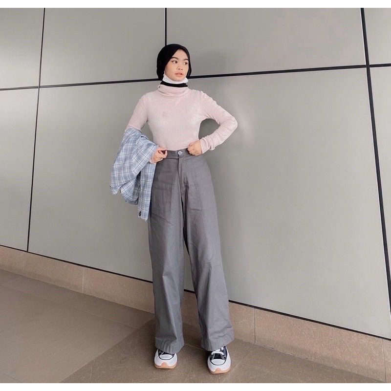 Celana Wanita Kulot Termurah Viral Anti Kusut Crinkle Polos Celana Kulot Highwaist Promo 2024 Terbar