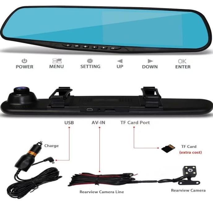 Kamera Mobil Kaca Spion 2 Kamera - Dvr Mobil Kaca Spion KMS02