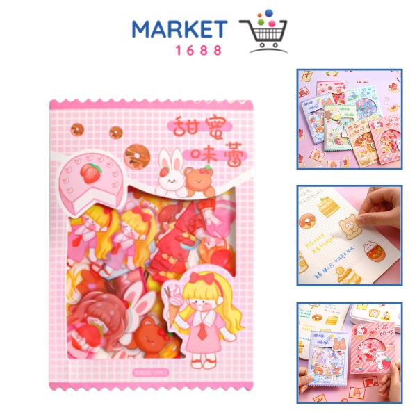 

Market1688 Sticker Set Isi 45Pcs Karakter Lucu Aesthetic Waterproof Stiker Motif Kartun Korea Cute Girl Anti Air Stiker Diary Scrapbook DIY Sticker Journal Book