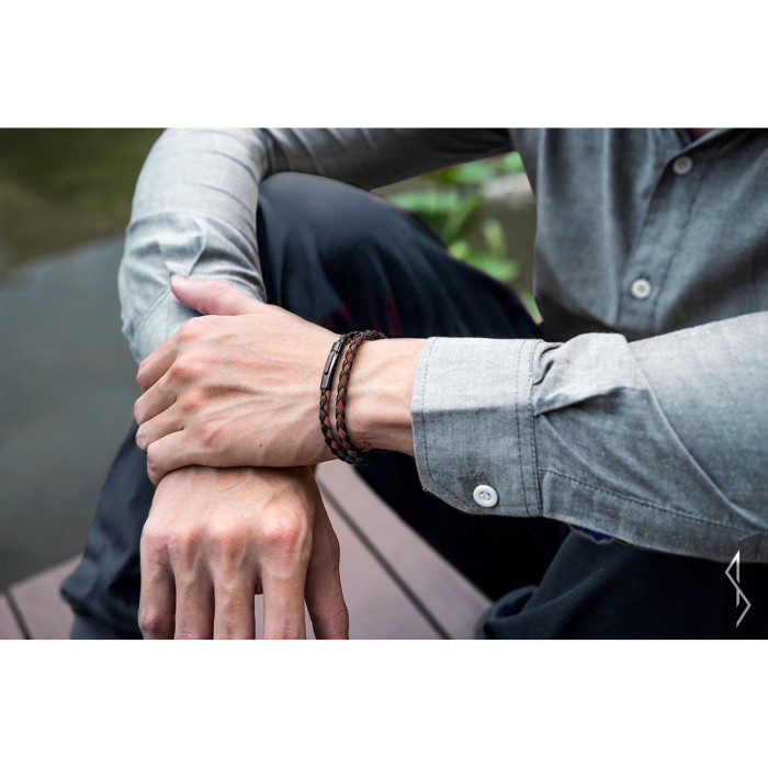 Gelang - Sorcery Genuine Leather Gelang Kulit Asli 18K Realgold Pria Wanita