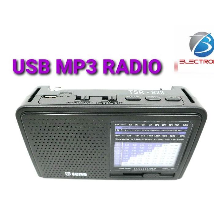 Tens Radio 11 Band Ac/Dc Cro Sd/Usb Mp3 Tens Tsr-823 Am Fm