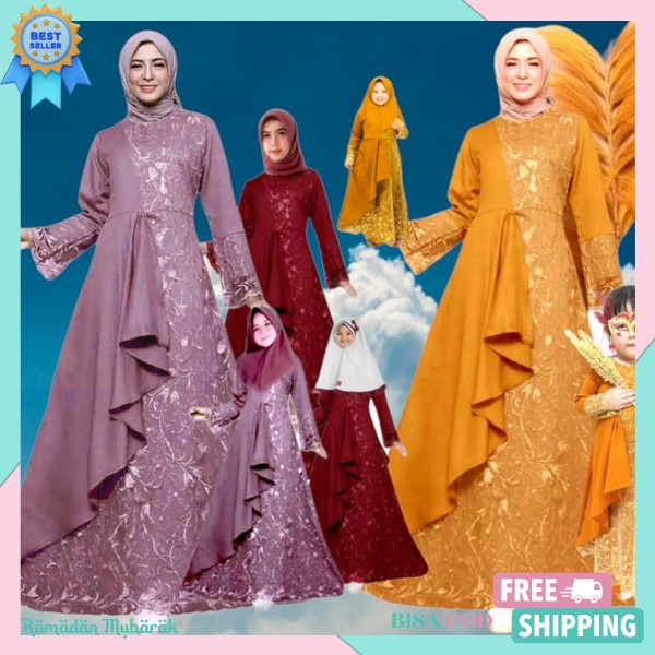 Gsmis Couole Sarimbit Lebaran 2024 Gamia Satu Pasang Terbaru Kapel Famis Couplw Mom&Kids Dress Musli