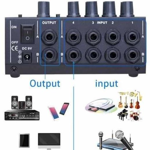 Mixer Karaoke Home Theater Avr Amplifier 8 Channel Input Mic Universal