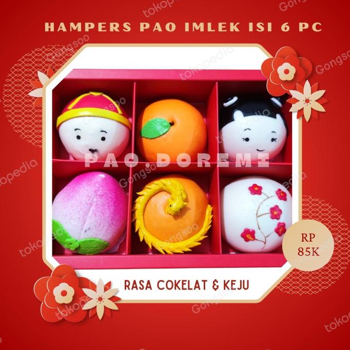 

Ready Kue Pao + Box Hampers Imlek Cny 2022 Rasa Mix Coklat Keju Isi 6Pc Stok Terbatas