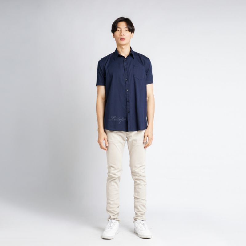 Kemeja Pria Zara Basic Lengan Pendek Kemeja Polos Pria Lengan Pendek