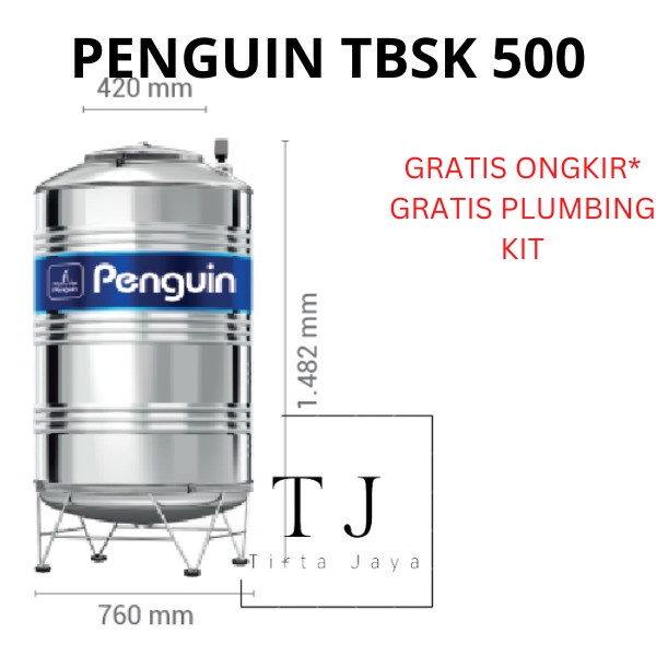.........] PENGUIN TANDON AIR STAINLESS TBSK 500 Liter Toren Air Tangki Air Tank