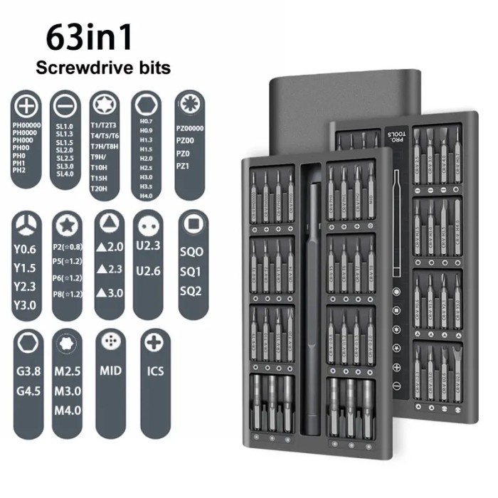 Obeng Set Magnet Torx Security PH00 PH00 Tri Wing PH1 PH2 Hex Philips