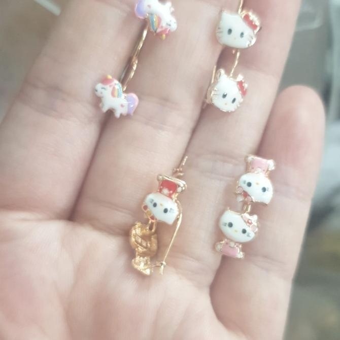 READY STOCK ANTING BIRU KARAKTER BONEKA ANAK EMAS ASLI 700 70% KADO ANAK PEREMPUAN 