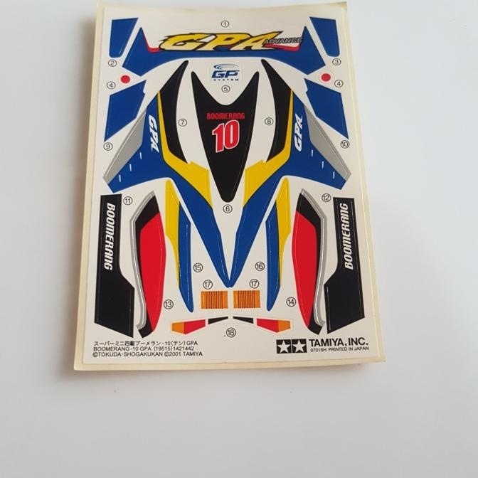 tamiya sticker boomerang GP advance