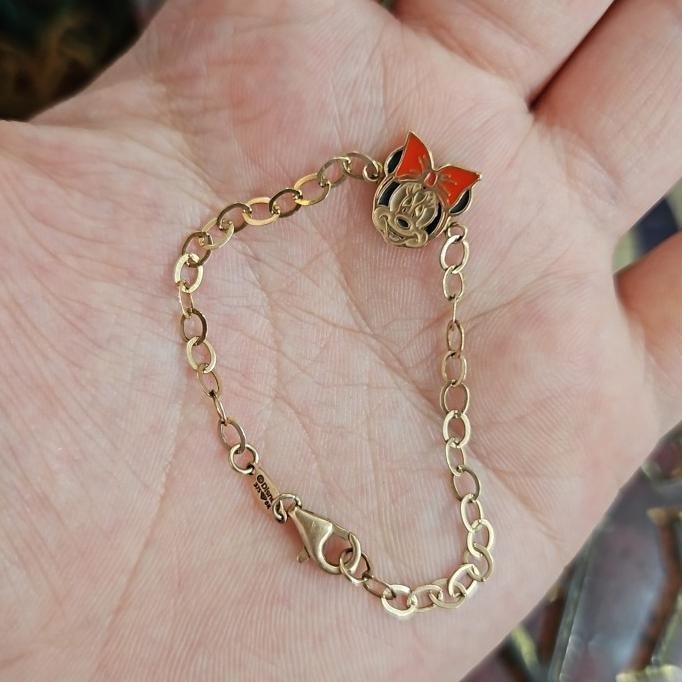 NEW PRODUK GELANG RANTAI UBS BALITA ANAK EMAS ASLI 375 DISNEY MICKEY MOUSE 14 CM 