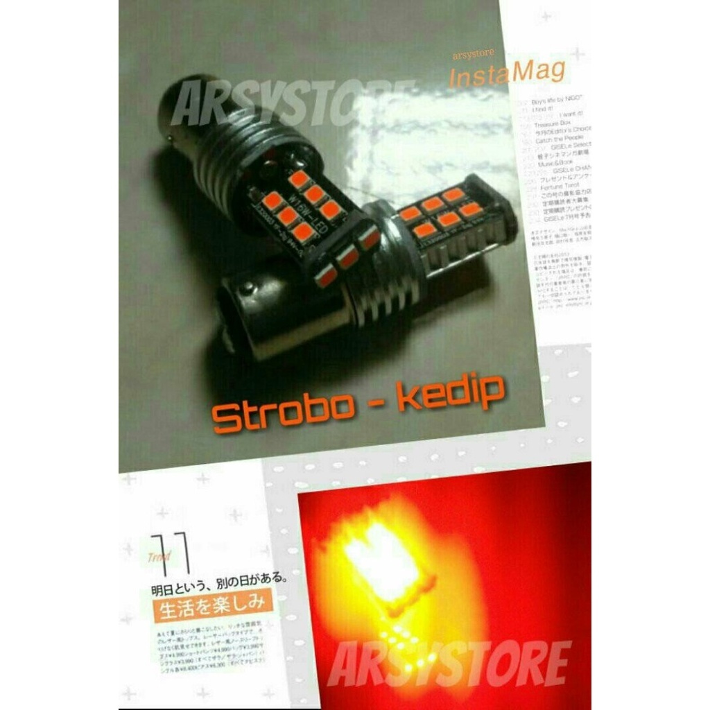 Lampu Led Rem Strobo Kedip Bayonet Bay15d 15 smd Emperor Mobil Motor