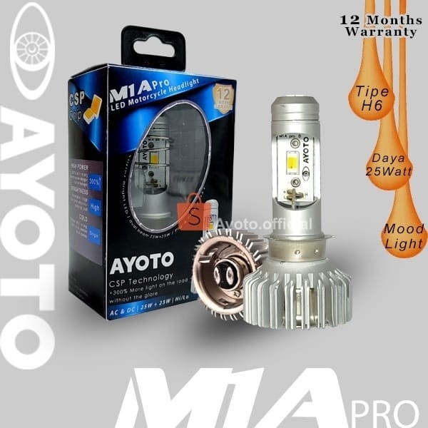LAMPU DEPAN LED MOTOR METIC DAN BEBEK AYOTO M1A PRO AC DC