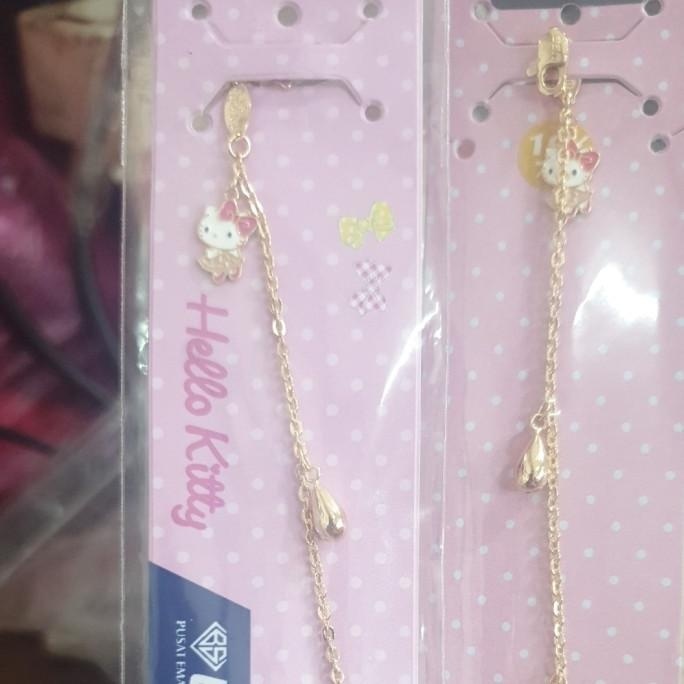 BIG SALE GELANG ANAK HELLO KITTY MERAH BONEKA EMAS ASLI 700 70% 16K UBS 14 CM 