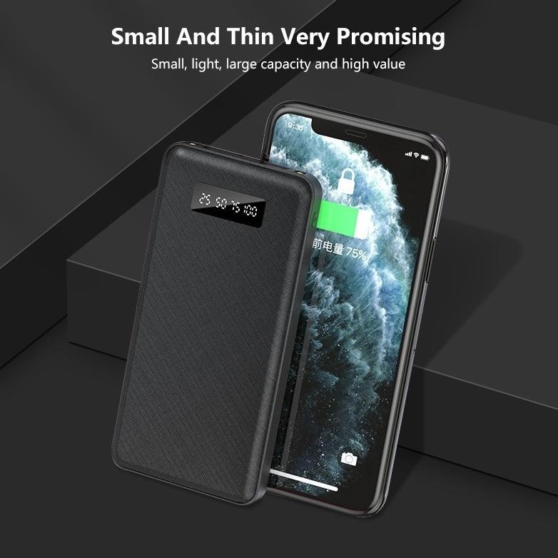 Goojodoq Power Bank Mini 10000mah Ultra Tipis Kapasitas Besar Free 1 kabel pengisian