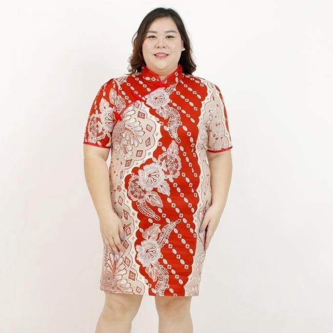 New Baju Batik Wanita / Dress Cheongsam Modern Xxl Pengiriman Cepat