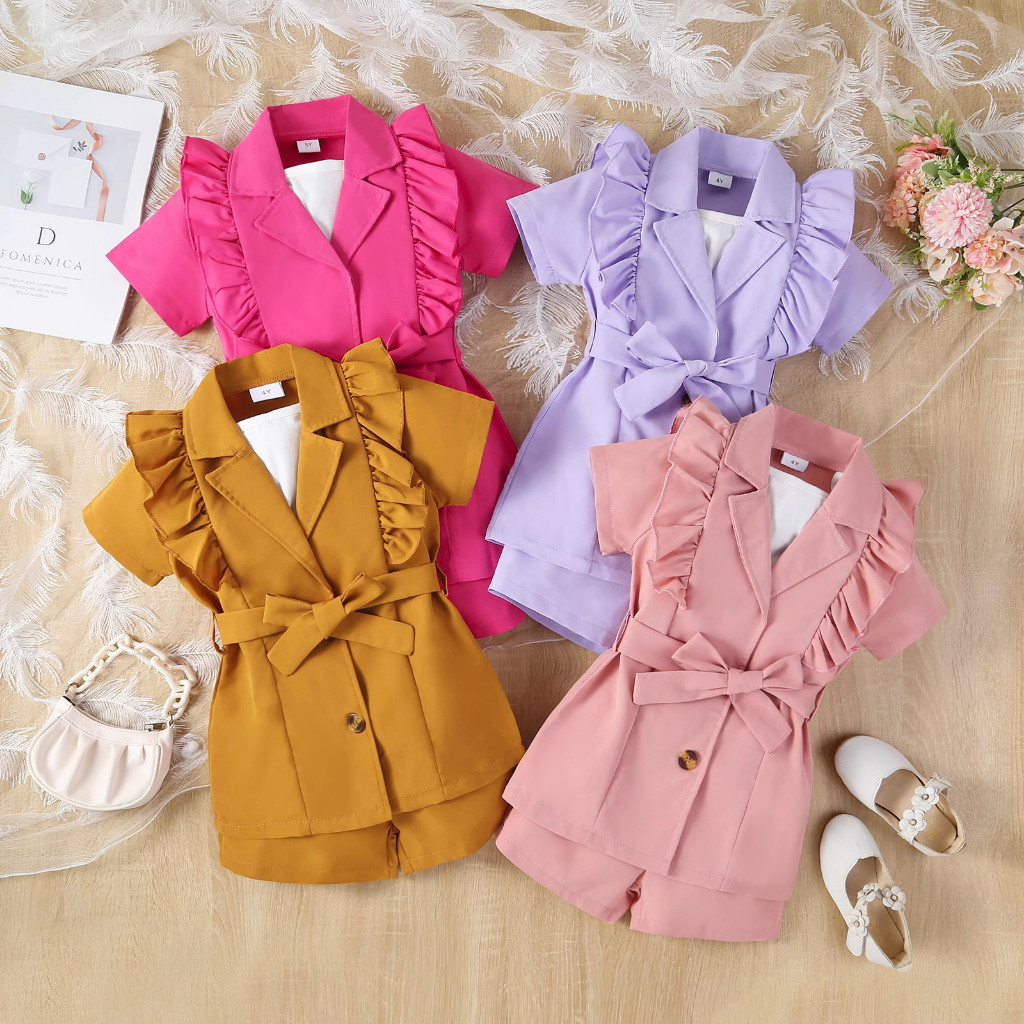 Setelan Anak Perempuan 2023 4 5 Thn  12 Tahun Atasan Stelann Bocah Bju Ottd Setcel 6Thn Oneset 7 8 C