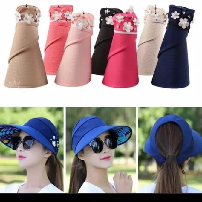 Topi Pantai Lipat / Topi Import Anti Uv Fashion Wanita
