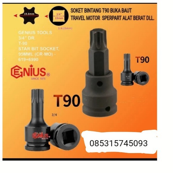 ✨New Kunci Sok Bintang T90 / Alat Buka Baut Sporcket Alat Berat Berkualitas