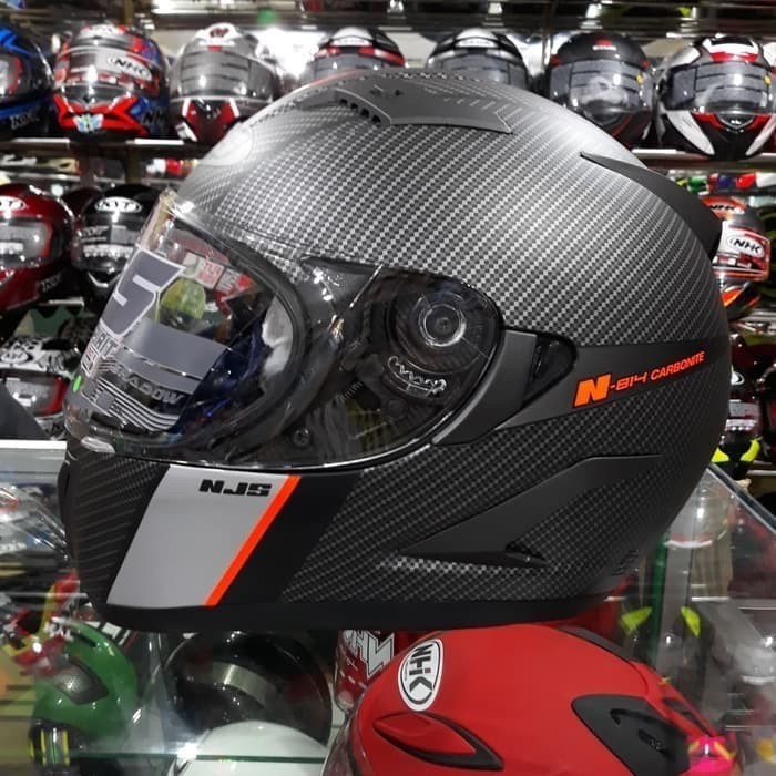 [New] Helm Njs Shadow N814R Carbonite Doff Orange N 814 Terbatas