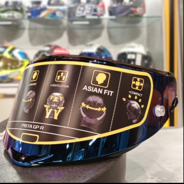 [Ori] Visor Agv Pista Iridium  Kaca Helm Agv Vista  Gold Blue Diskon
