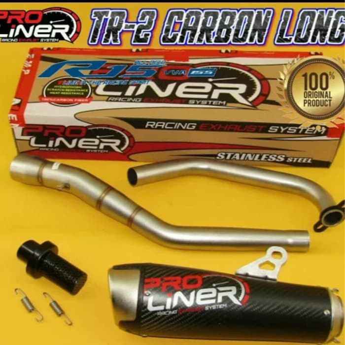 [Original] Knalpot Proliner Tr2 Long Carbon R15 V3 Vixion New Tabung Besar Karbon Diskon