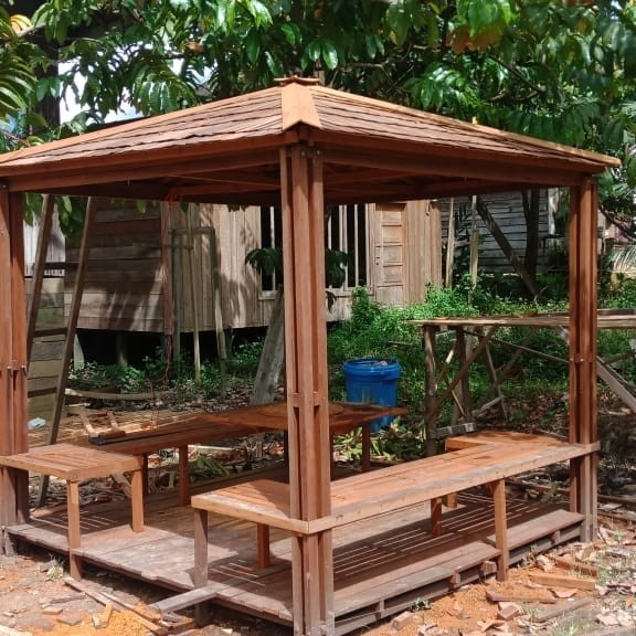 ✅Termurah Gazebo Kayu Ulin Kalimantan / Pergola Kayu Ulin / Saung Kayu Ulin Terbatas