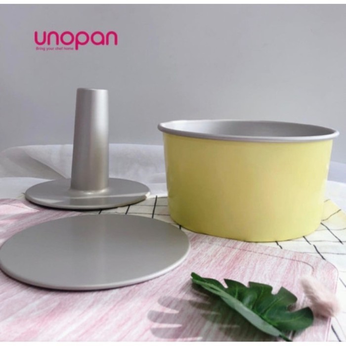 

[New Ori] Unopan Un16002 - 20Cm Chiffon Cake Pan Set 2In1 Light Yellow Anodized Berkualitas