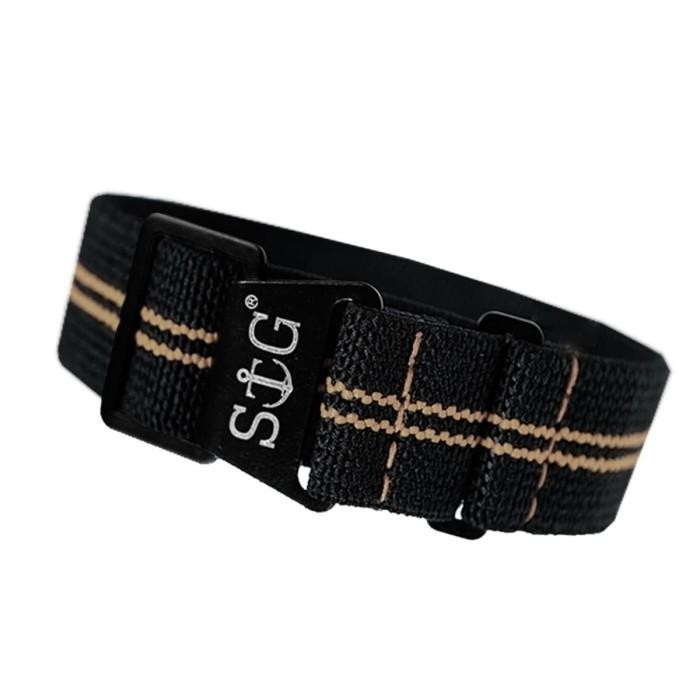 Strapguy Mn Style 22Mm Black & Sand Strap Black Hardware Mk. Ii