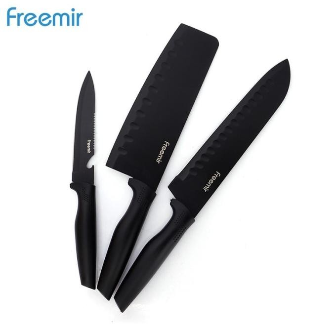 freemir Set Pisau Dapur Stainless Steel 3 pcs - Hitam