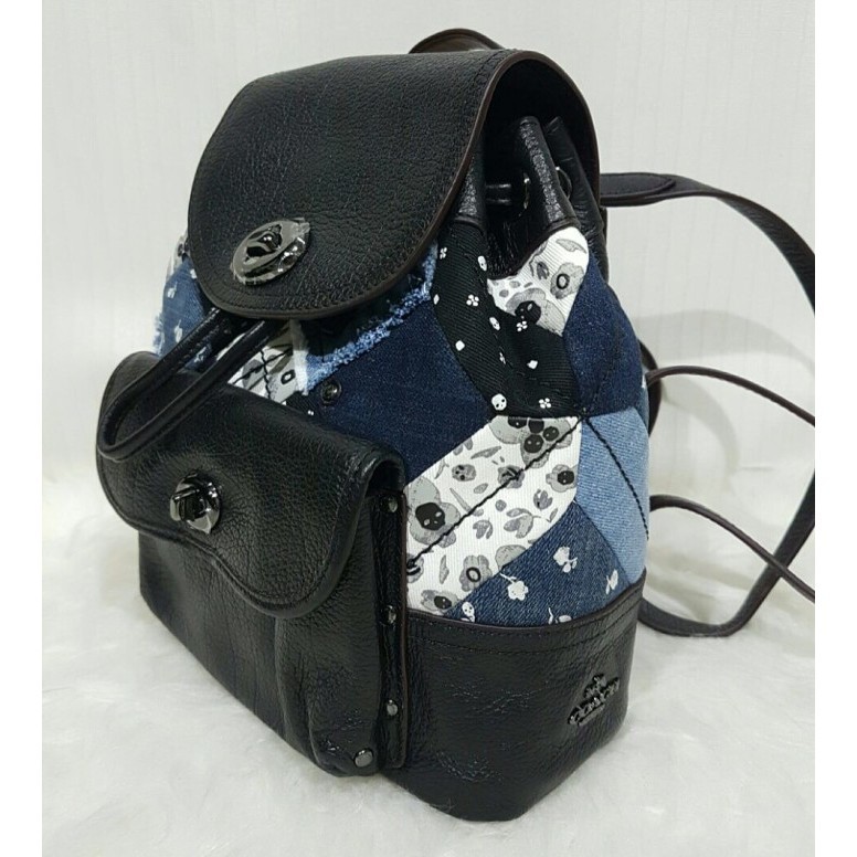 ✅New Tas Coach Canyon Mini Backpack Denim Patchwork Terbatas
