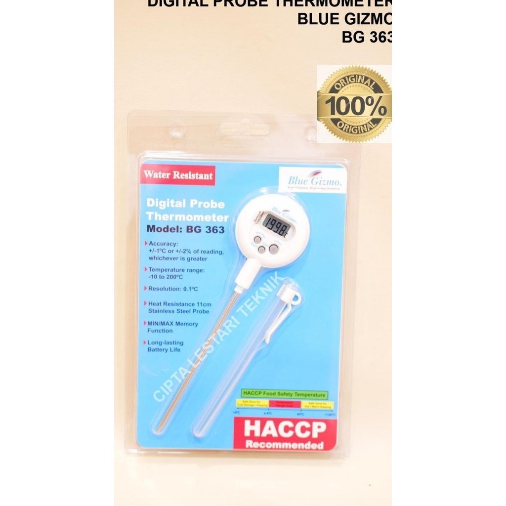 Digital Probe Thermometer Blue Gizmo Bg 363